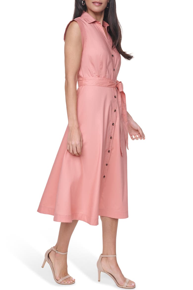 Belted Midi Shirtdress, Alternate, color, DESERT ROSE
