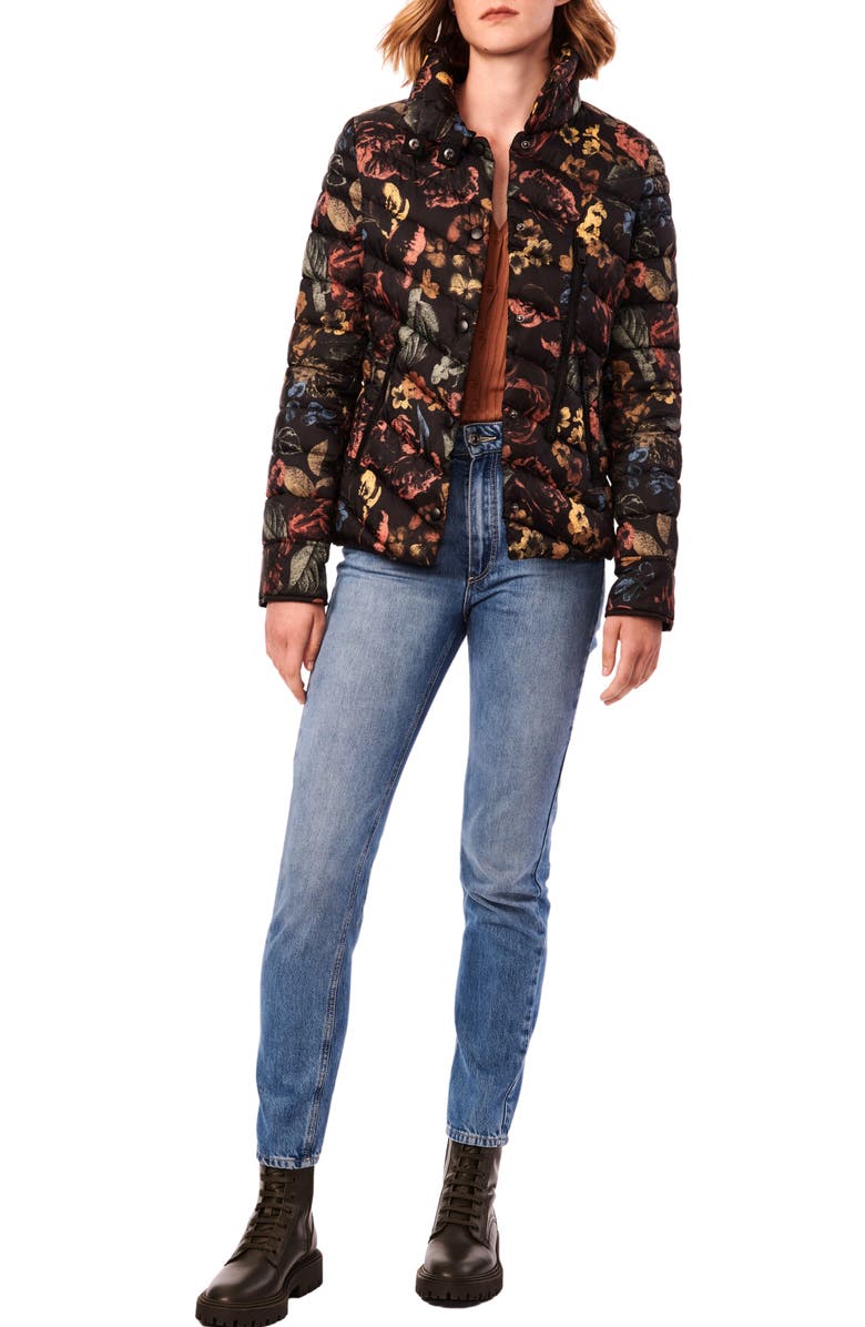 Bernardo Floral Print Water Resistant Packable Puffer Coat, Alternate, color, 