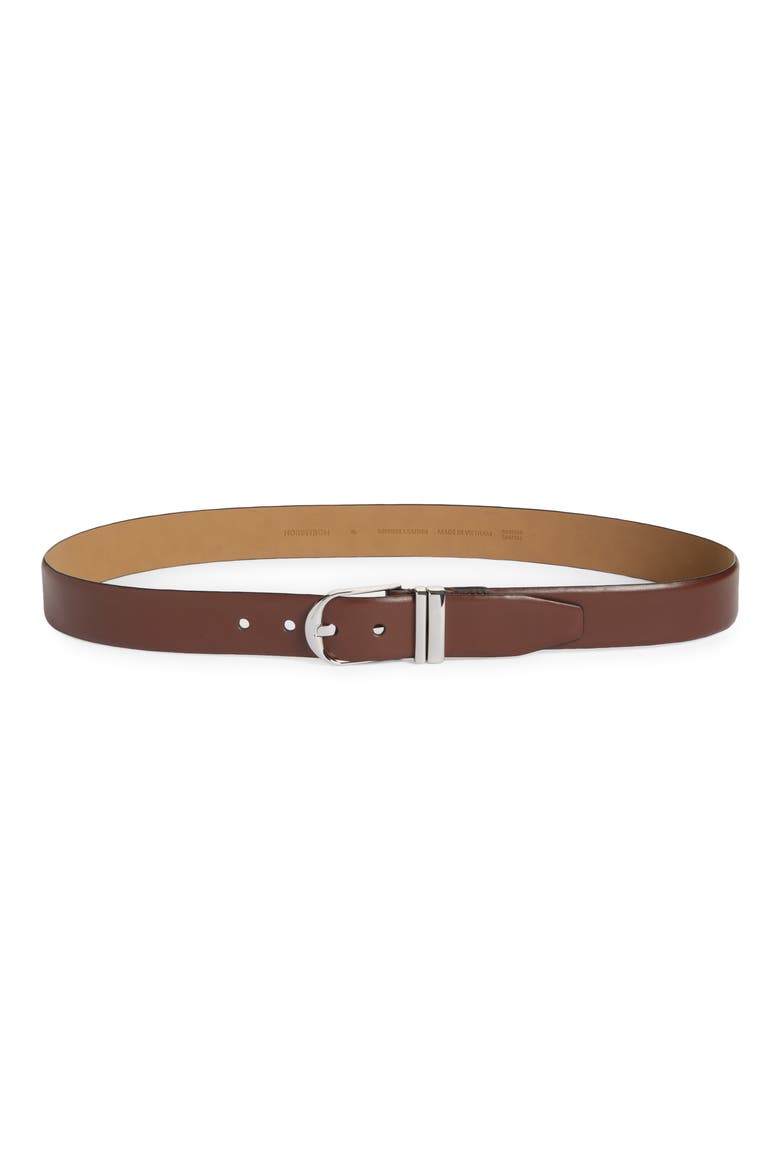 Leather Belt, Main, color, CHOCOLATE- SILVER