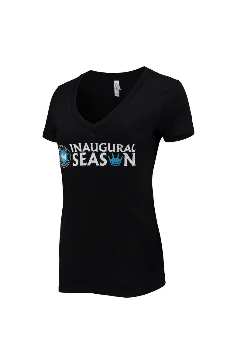 500 LEVEL Women's Black Charlotte FC Inaugural Season V-Neck T-Shirt, Alternate, color, Black