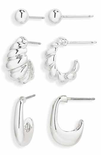 Demi Fine Set of 3 Ball Stud & Huggie Hoop Earrings