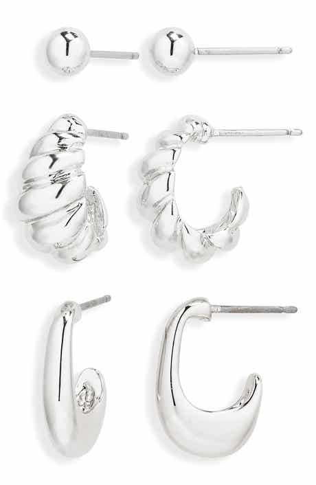 NORDSTROM RACK Demi Fine Set of 3 Ball Stud & Huggie Hoop Earrings