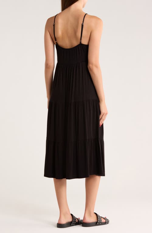Matty M . Knit Tiered Maxi Dress In Black