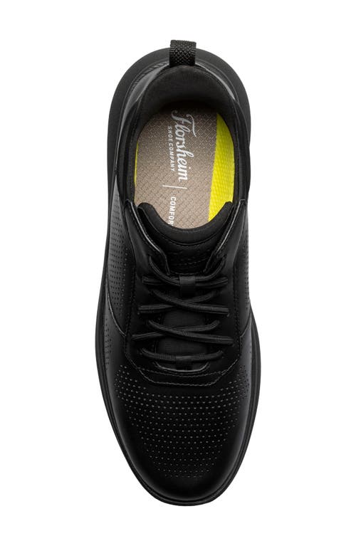 Florsheim Fleet Perforated Toe Elastic Lace Sneaker In Black Smooth