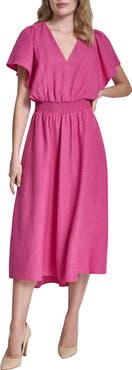 DKNY Smocked High-Low Dress