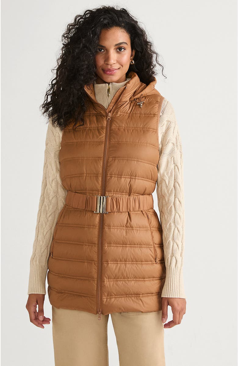Lands' End Wanderweight Belted Packable Down Vest, Main, color, 