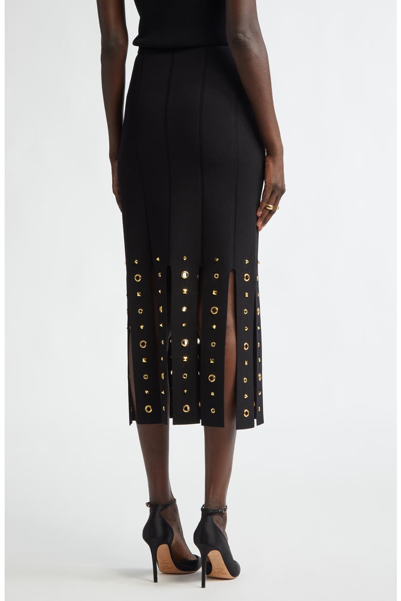 Grommet Studded Car Wash Knit Skirt, Alternate, color, BLACK