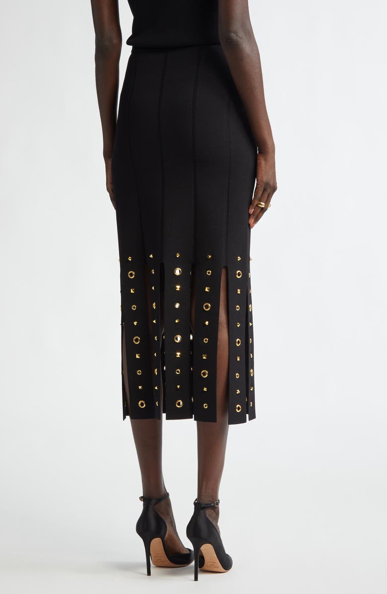 ST. JOHN Grommet Studded Car Wash Knit Skirt, Alternate, color,