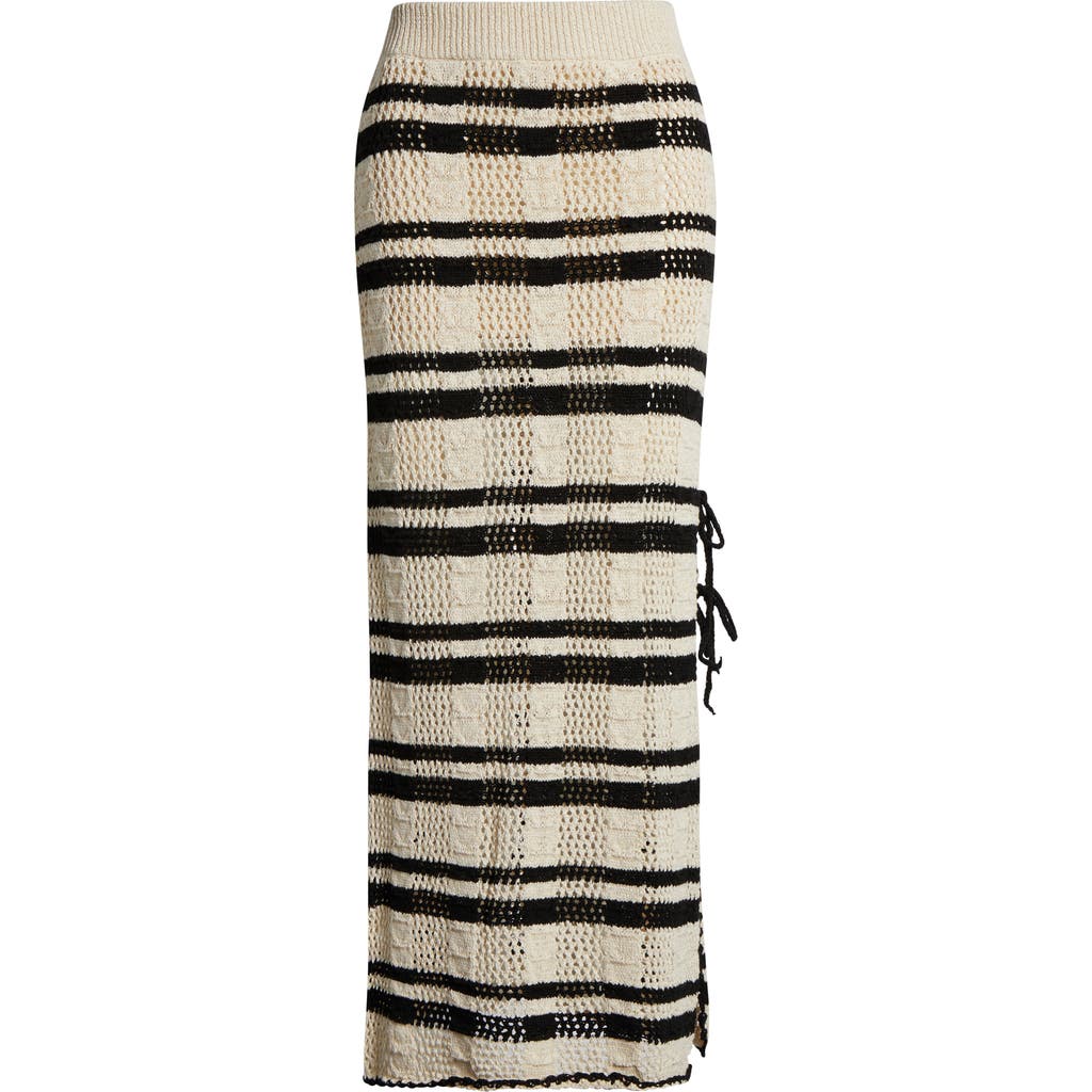 Elan Open Stitch Side Slit Cover-up Maxi Skirt In Black