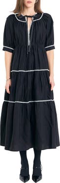 スーツ・フォーマル・ドレス hem tiered volume sleeve embroidery OP HM186 - Chic Round 3/4 Sleeves Appliques Jumpsuit Detachable