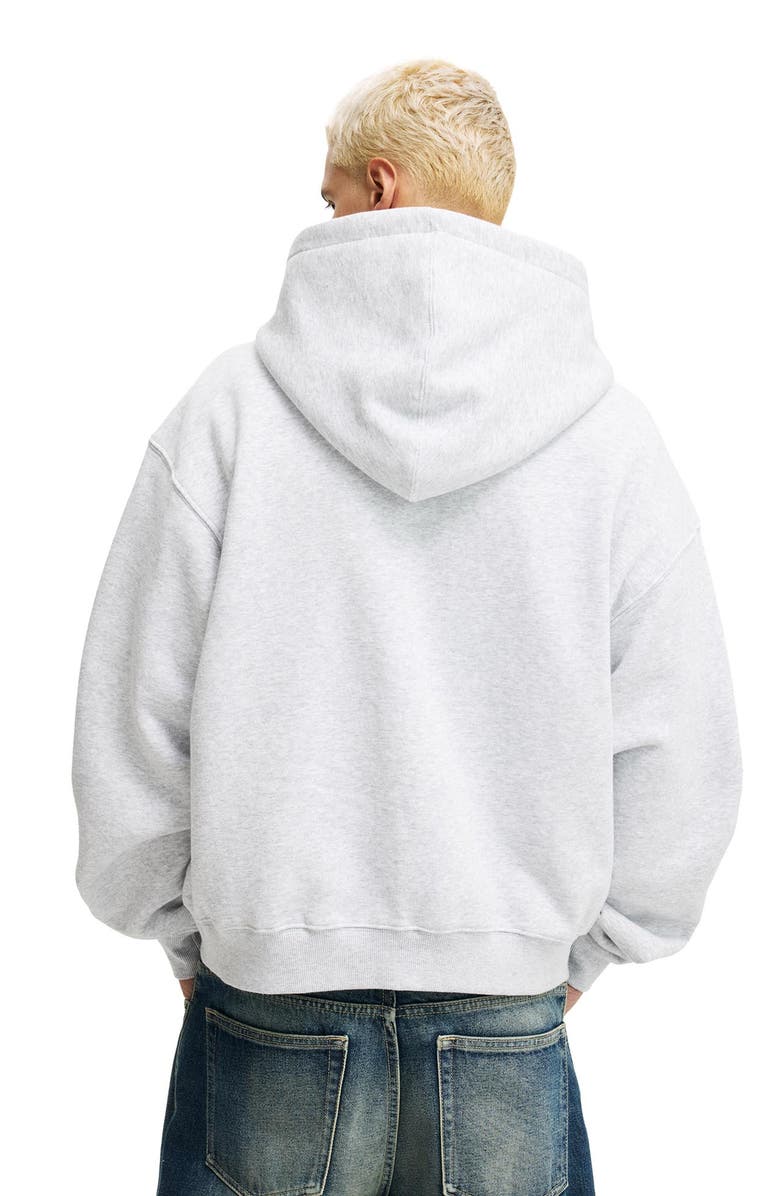 Cotton On Men's Cropped Zip Up Hoodie, Alternate, color, Grey Marle