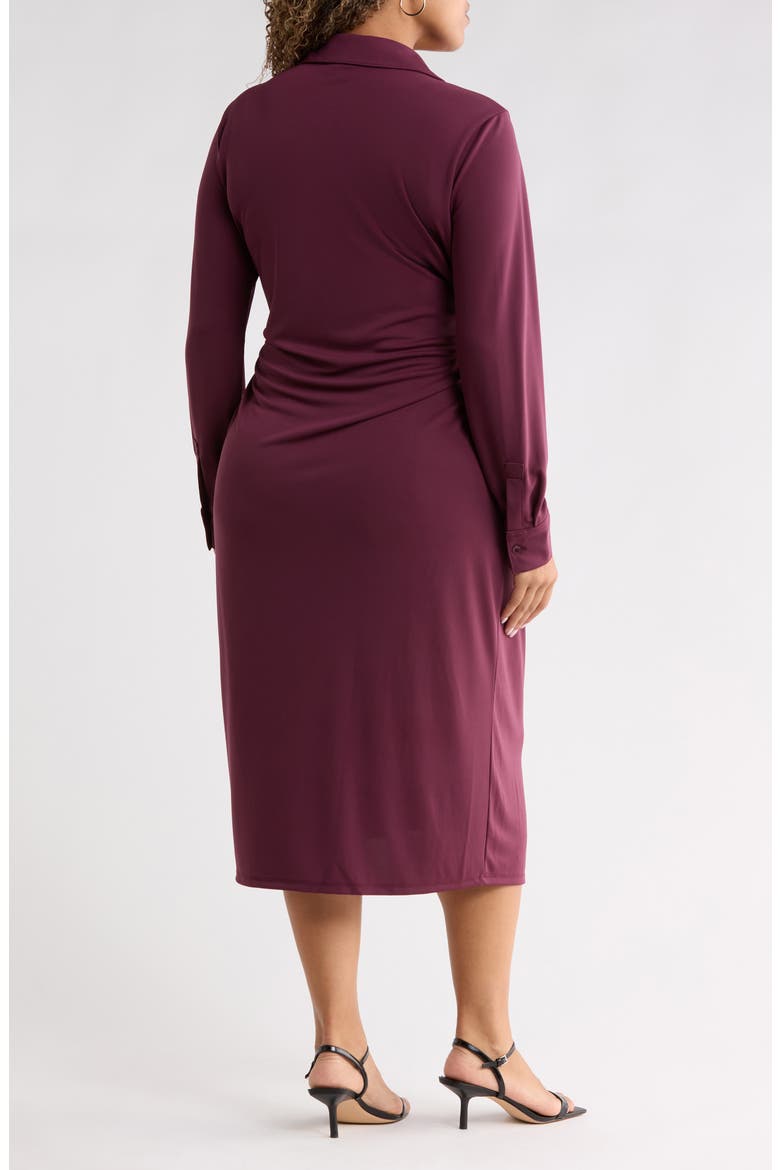 Polo Wrap Midi Dress, Alternate, color, BURGUNDY FIG
