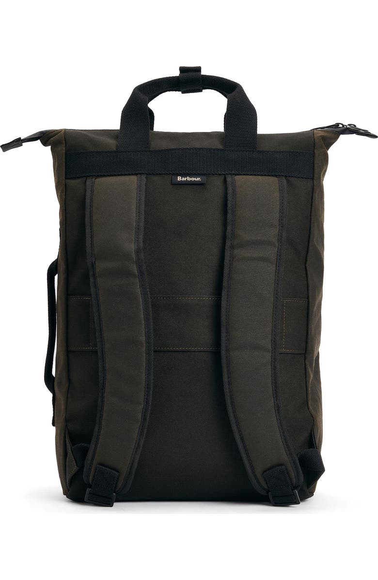 Barbour Field Water Resistant Waxed Cotton Backpack, Alternate, color, Olive/ Black