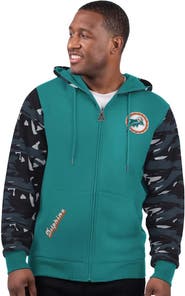 STARTER Men's Starter Aqua Miami Dolphins Thursday Night Gridiron Vintage Logo Full-Zip Hoodie