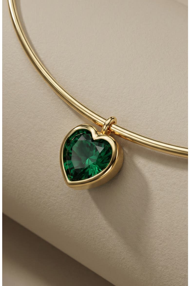 The Heart Pendant Cubic Zirconia Choker, Alternate, color, GOLD