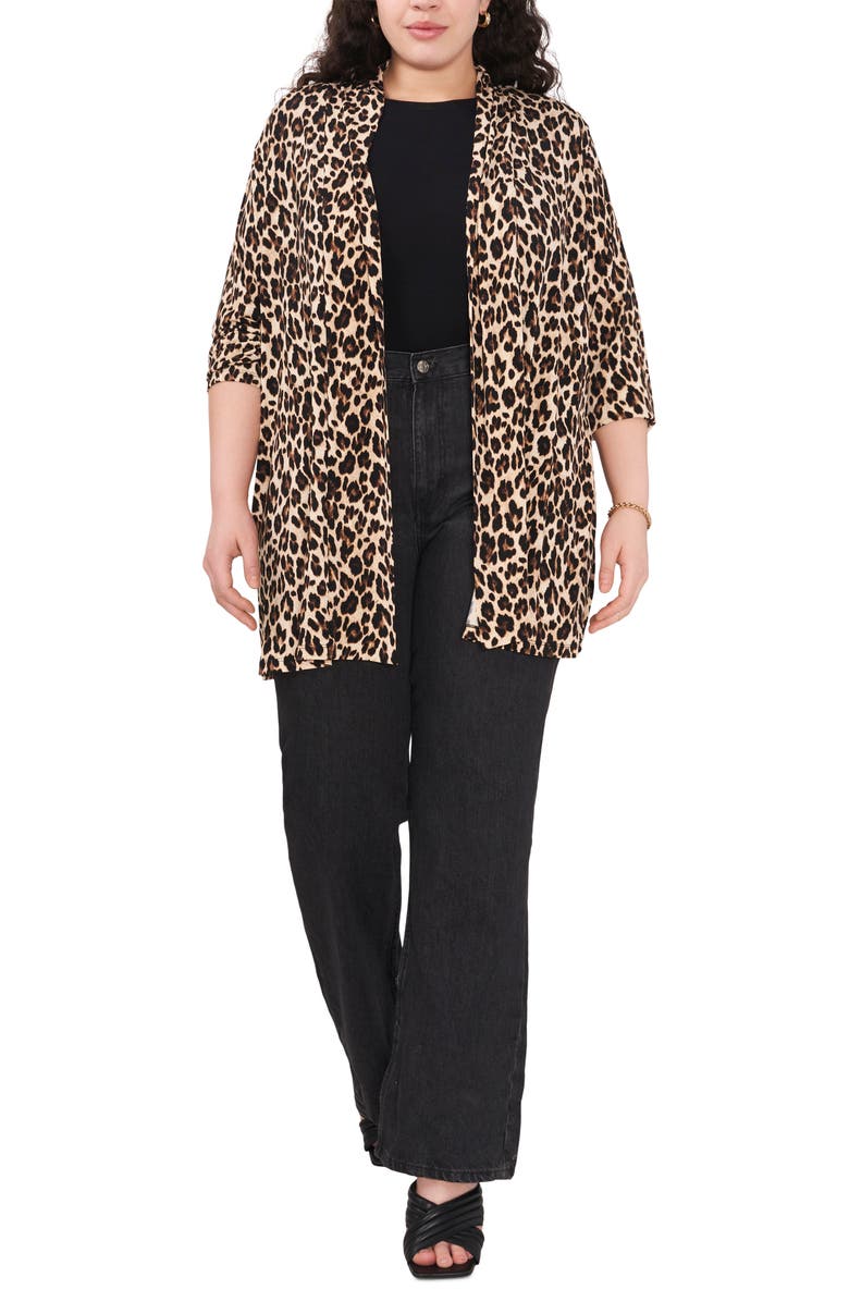 Vince Camuto Long Sleeve Leopard Open Front Cardigan, Alternate, color, 