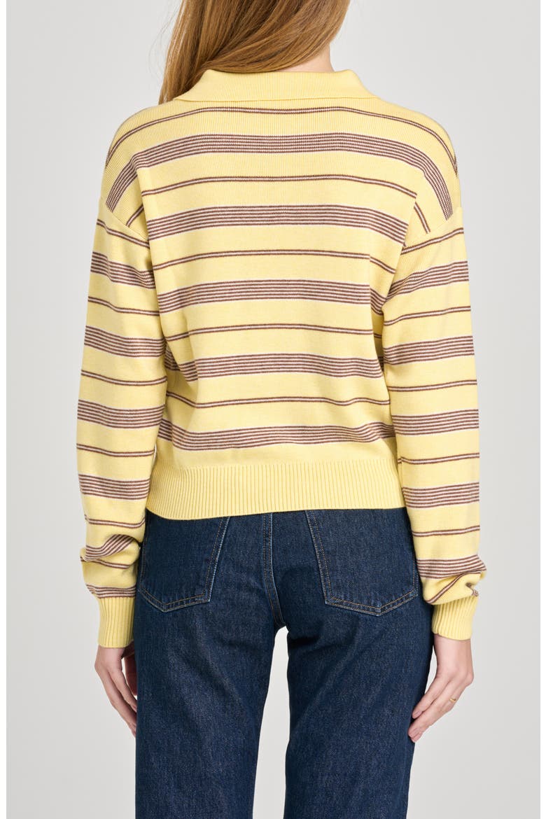 Carter Stripe Polo Sweater, Alternate, color, YELLOW STRIPE