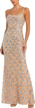 Mac Duggal Sleeveless Scoop Neck Rhinestone Embellshed Gown