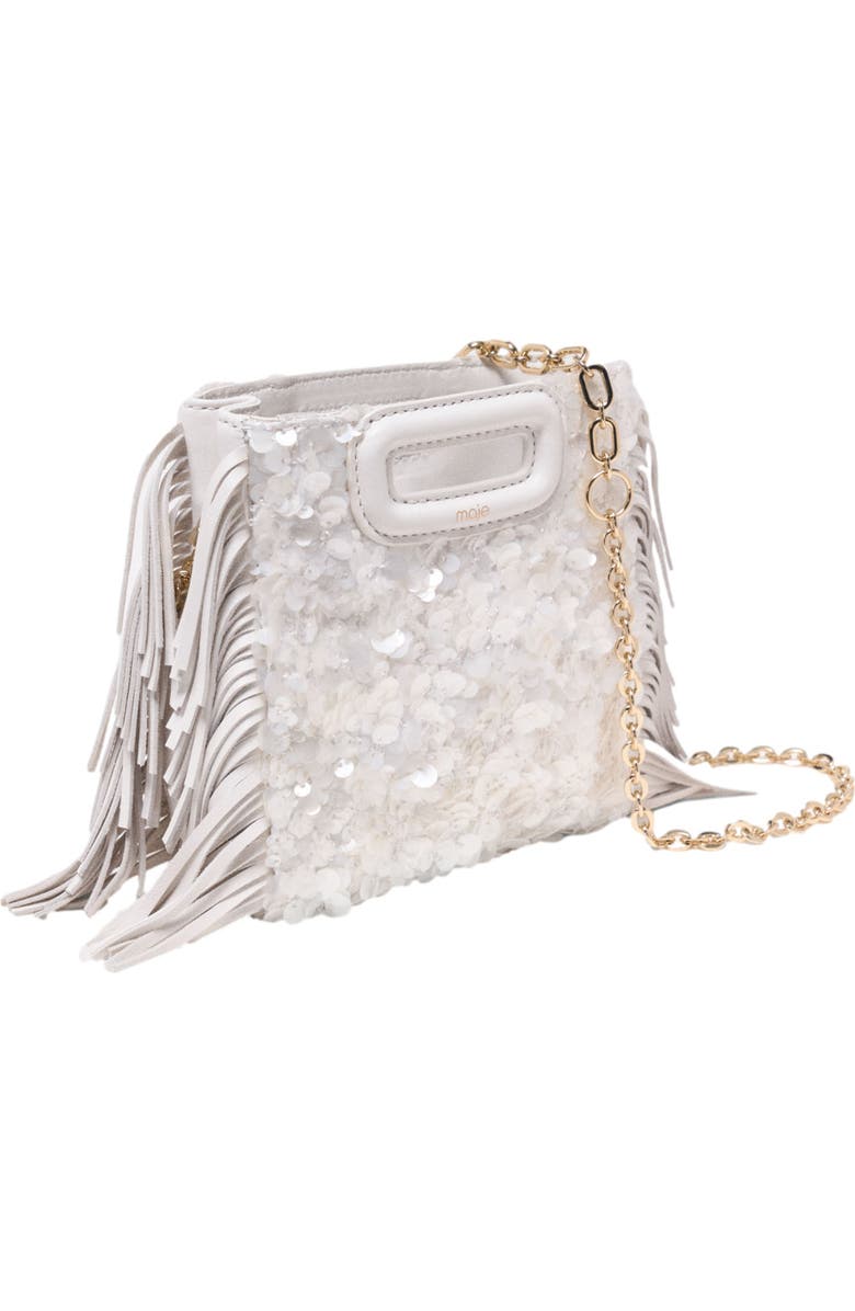 maje Sequinned M mini bag, Alternate, color, White