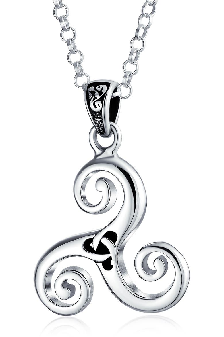 Sterling Silver Swirl Pendant Necklace, Main, color, GREY
