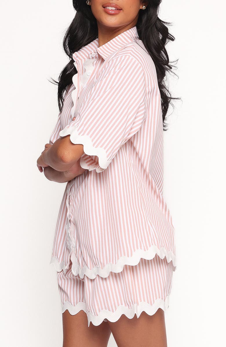 Petal & Pup Wilson Rickrack Trim Shirt & Shorts Set, Alternate, color, Peach Stripe White
