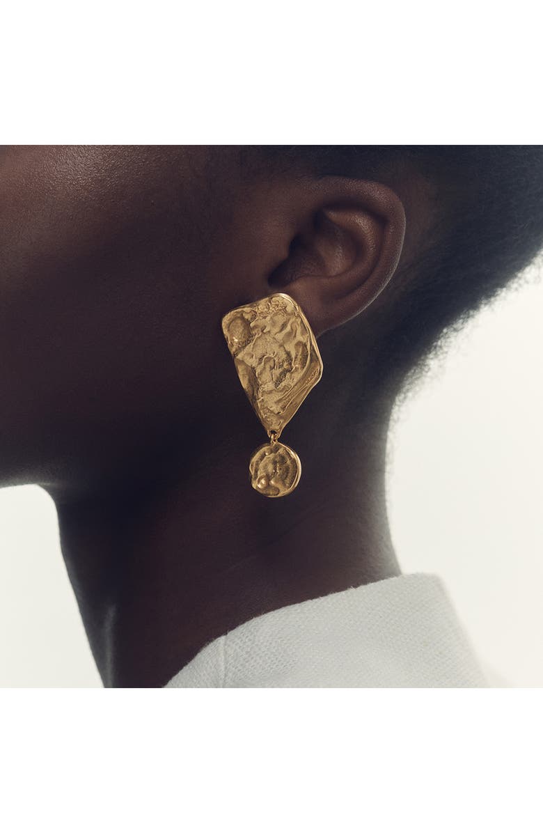 Reiss Mason Molten Drop Earrings, Alternate, color, Gold Tone