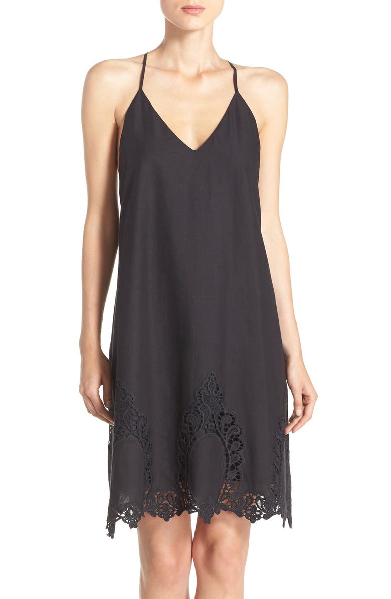 Felicity & Coco Embroidered Hem Cotton Shift Dress, Main, color, 