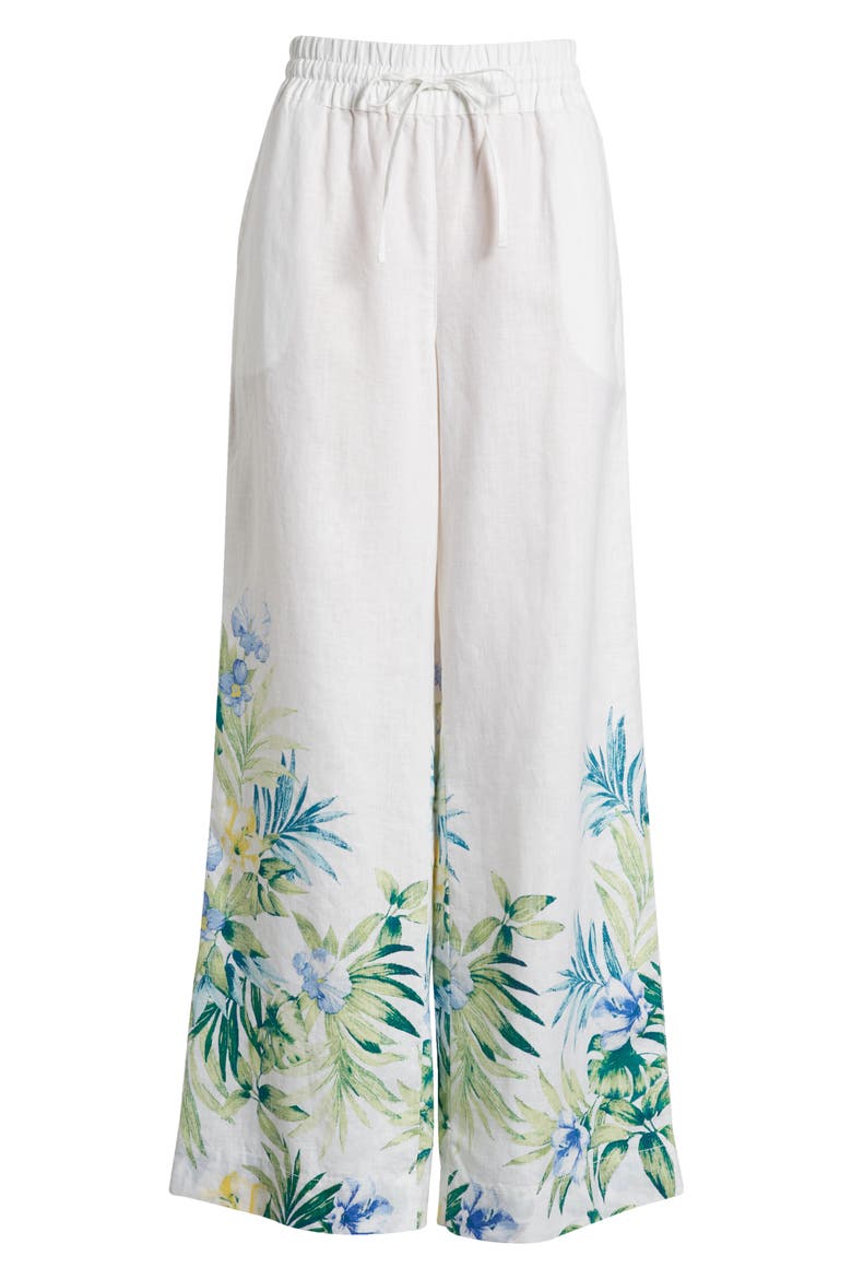 Tropical Retreat Wide Leg Linen Pants, Alternate, color, WHITE