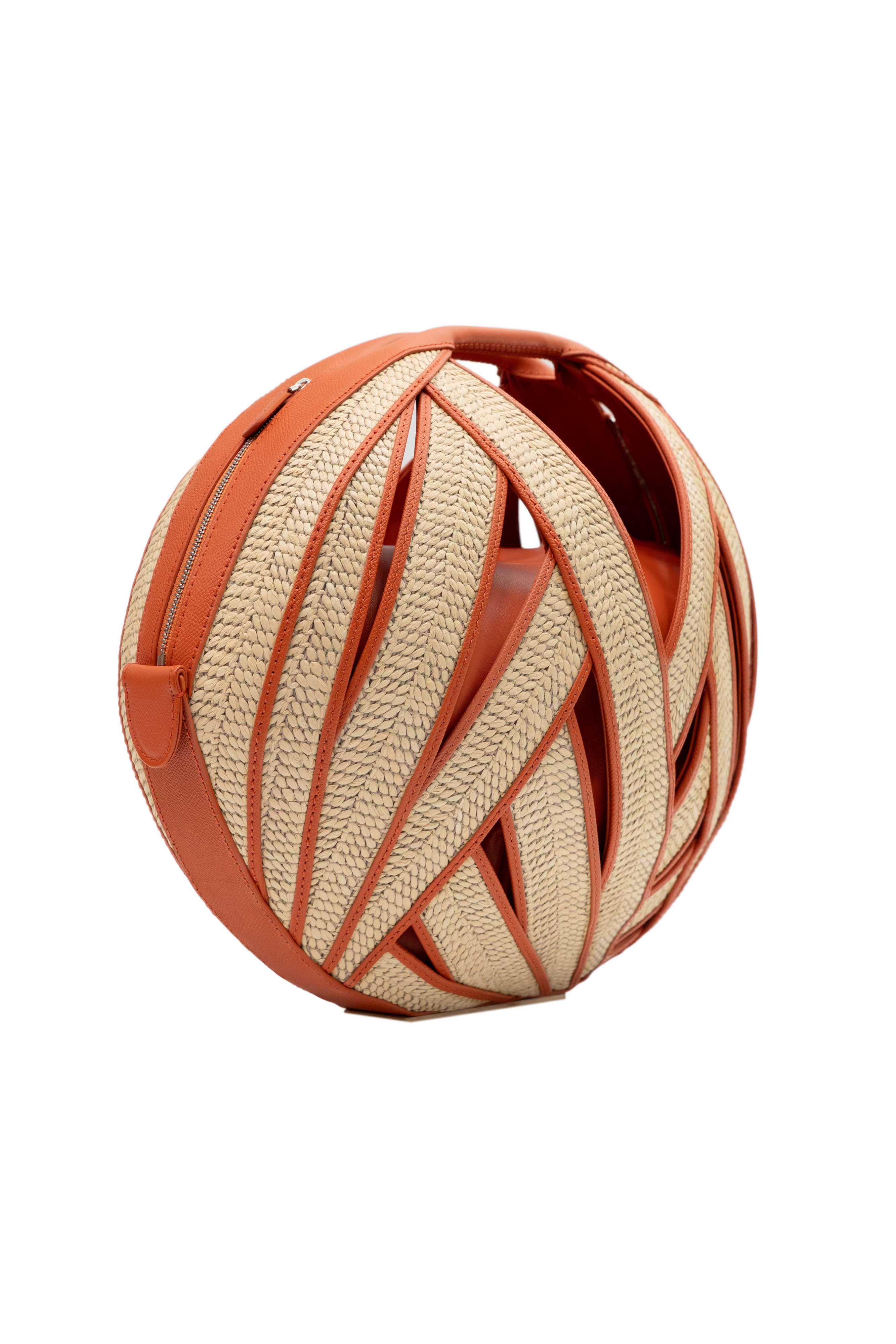 PERRIN PARIS Le Panier Handbag Raphia Flame, Alternate, color, Raphia Beige / Flamme