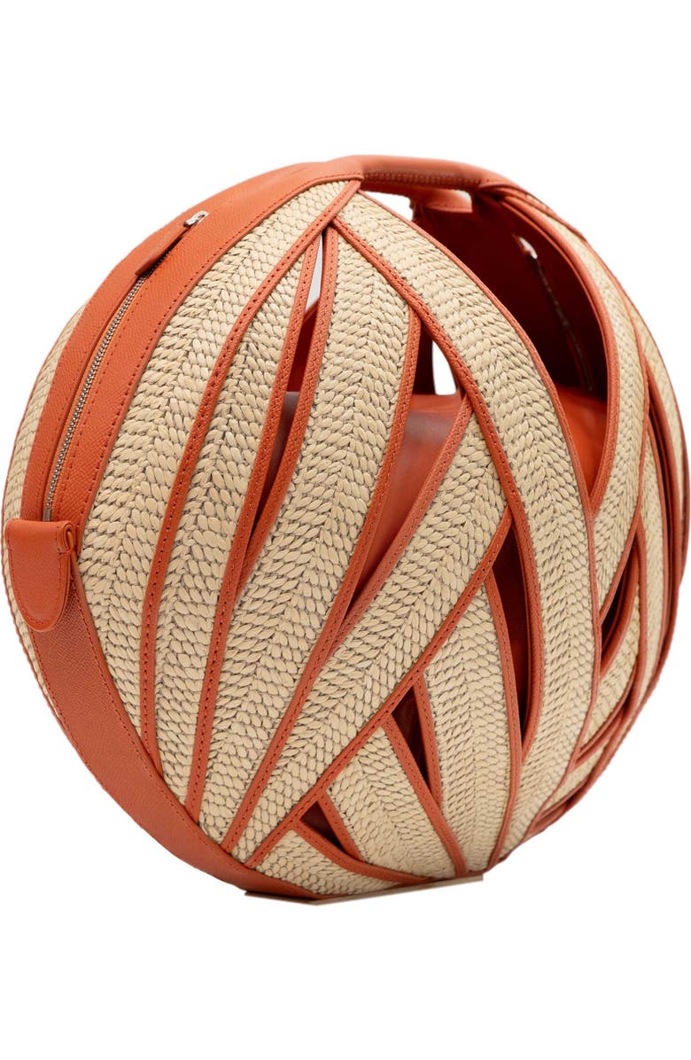 PERRIN PARIS Le Panier Handbag Raphia Flame, Alternate, color, Raphia Beige / Flamme