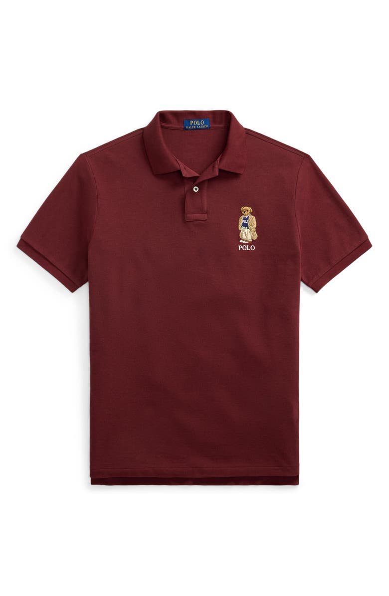 Polo Ralph Lauren Classic Fit Dog Print Cotton Piqué Polo, Alternate, color, Red Wine Heritage Bear