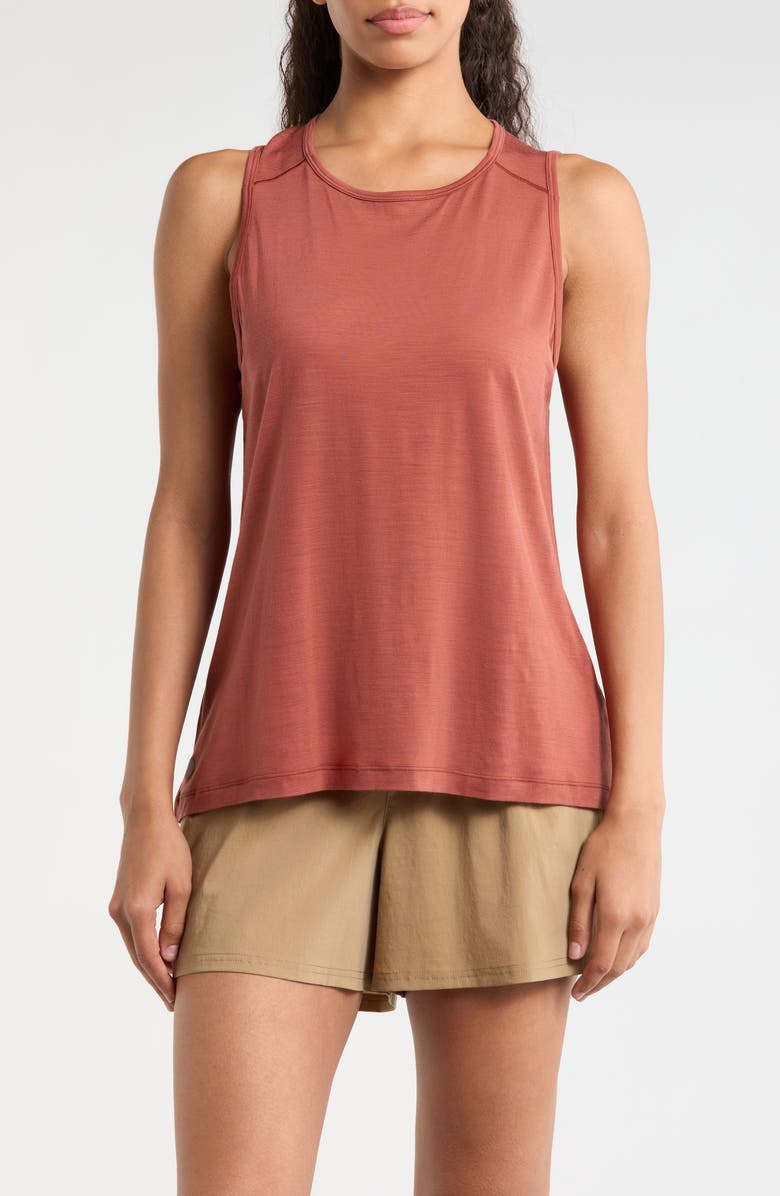 Smartwool Ultralite High Neck Merino Wool Blend Tank, Main, color, Burnt Sienna