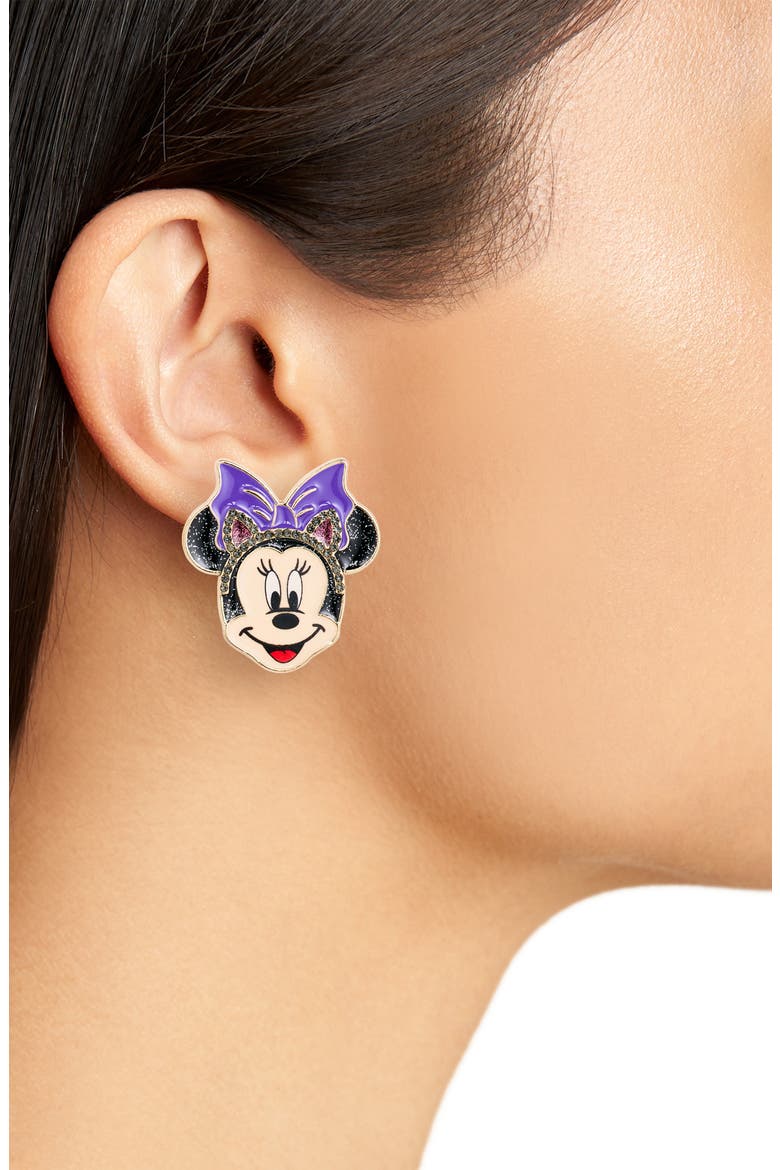 x Disney Minnie Mouse Cat Costume Stud Earrings, Alternate, color, BLACK