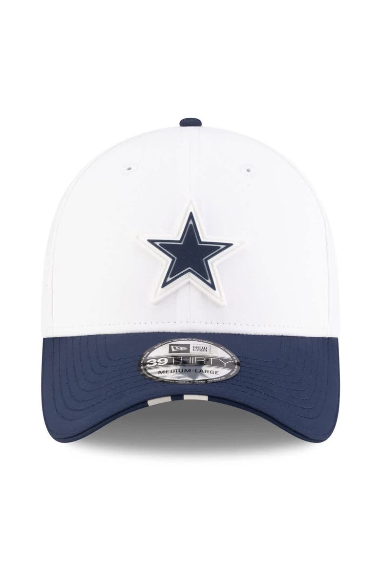 Men's New Era  White/Navy Dallas Cowboys 2025 NFL Training Camp 39THIRTY Flex Hat, Alternate, color, White