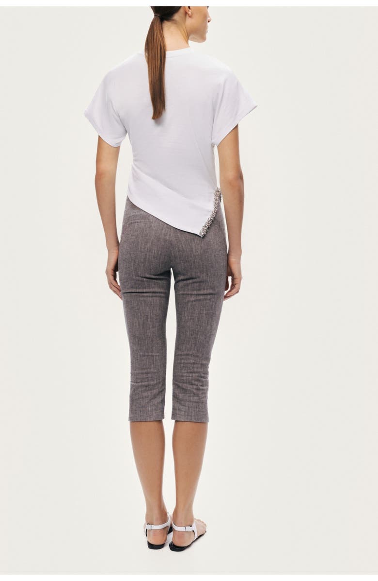 Nocturne Tailored Linen Blend Capri Pants, Alternate, color, Grey