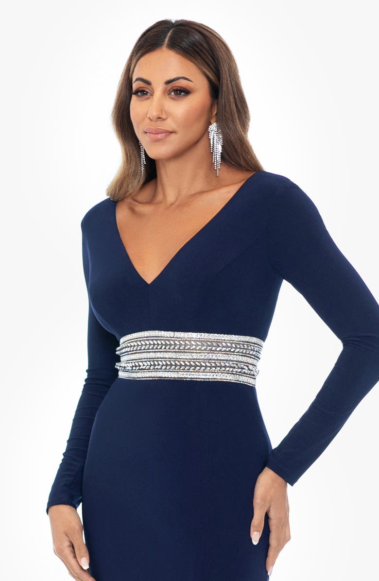 Xscape Evenings Embellished Long Sleeve Gown, Alternate, color,