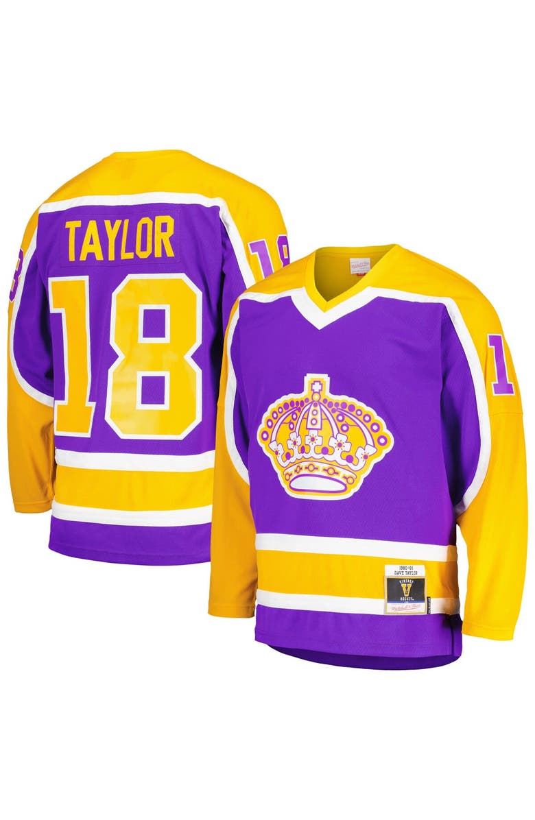 Mitchell & Ness Men's Mitchell & Ness Dave Taylor Purple Los Angeles Kings 1980/81 Blue Line Player Jersey, Main, color,