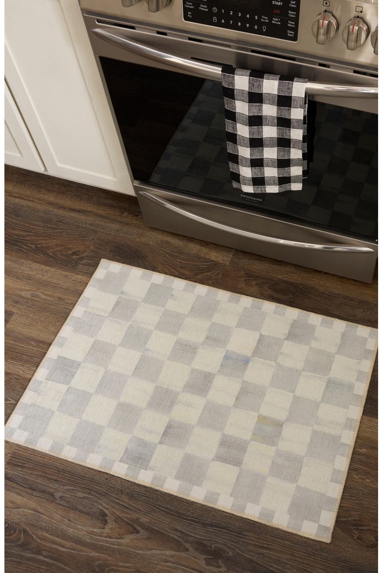 Sterling Check Washable Rug, Alternate, color, STERLING