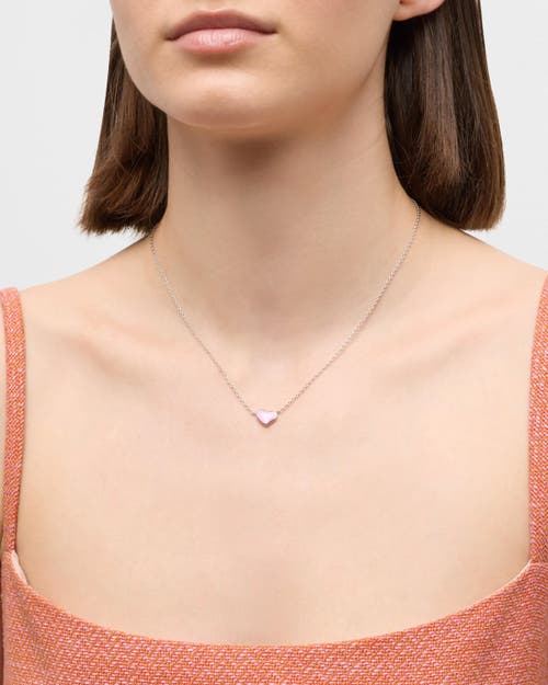 Jan Leslie Single Heart 18" Necklace Set In Sterling Silver In Pink