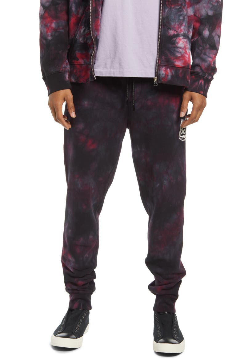 Tie Dye Zip Pocket Sweatpants, Main, color, MERLOT TIE DYE