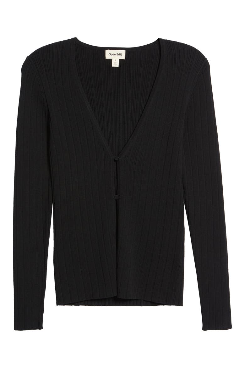 Two-Button Rib Cardigan, Alternate, color, BLACK