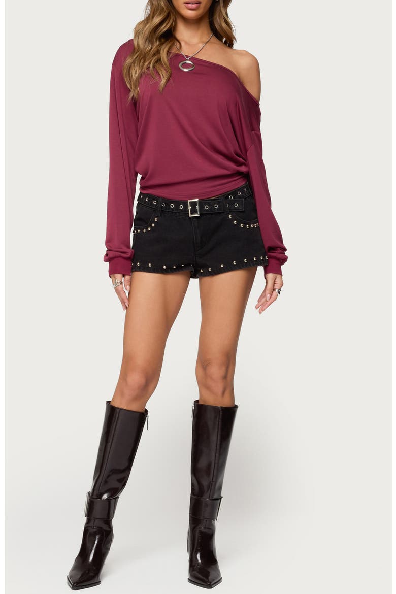 Nannie Oversize Off the Shoulder Top, Alternate, color, BURGUNDY