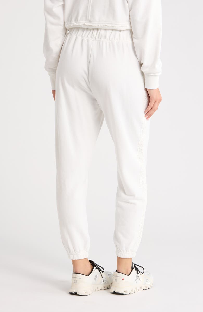 YOGALICIOUS Stone Wash Lace Trim Joggers, Alternate, color, White Dove