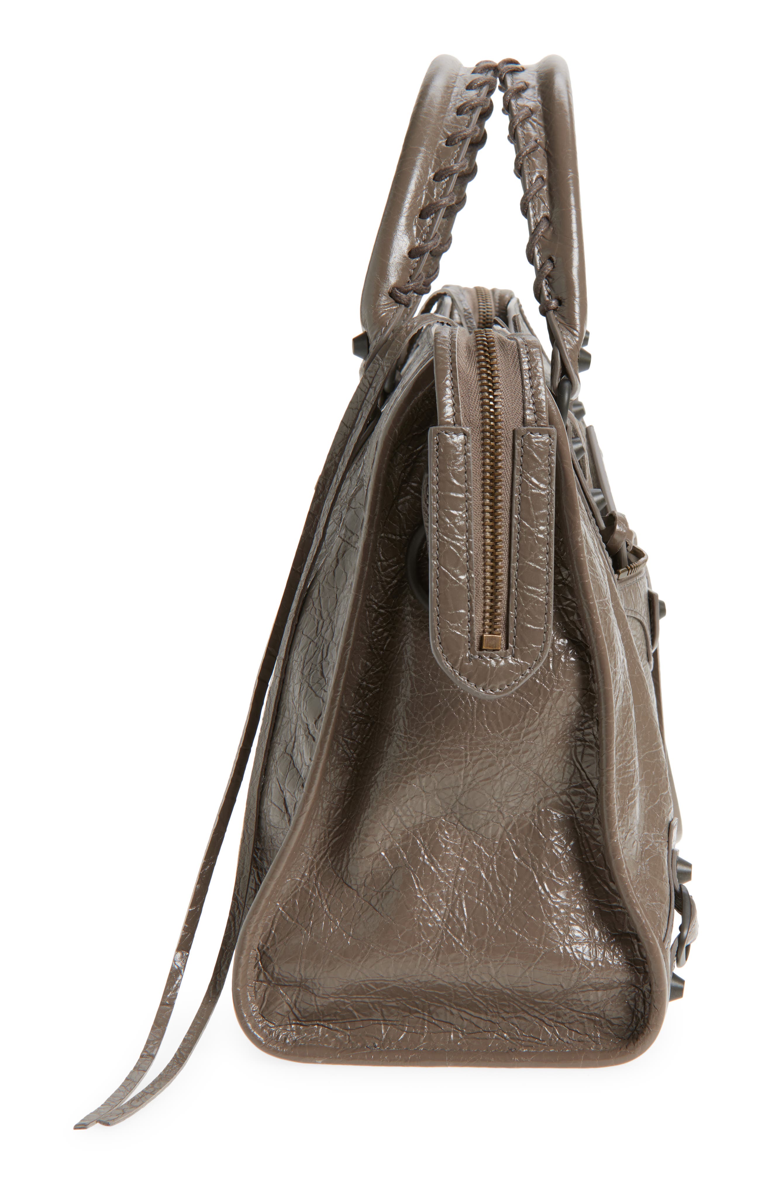 Balenciaga Medium Le City Leather Satchel, Alternate, color, 5848 Dark Noix