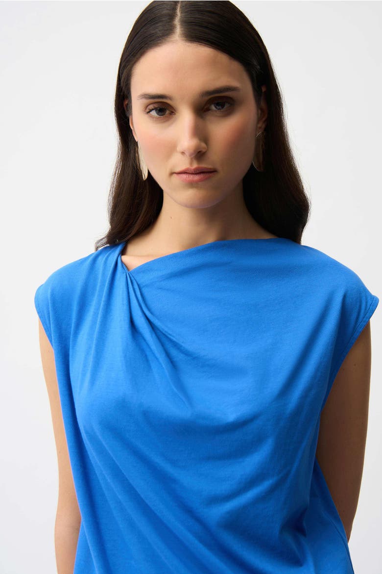 Cotton Top With Asymmetrical Collar, Alternate, color, Harbor Blue