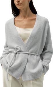 Lilysilk Bouclé Knit Silk-Cashmere Wrap Cardigan