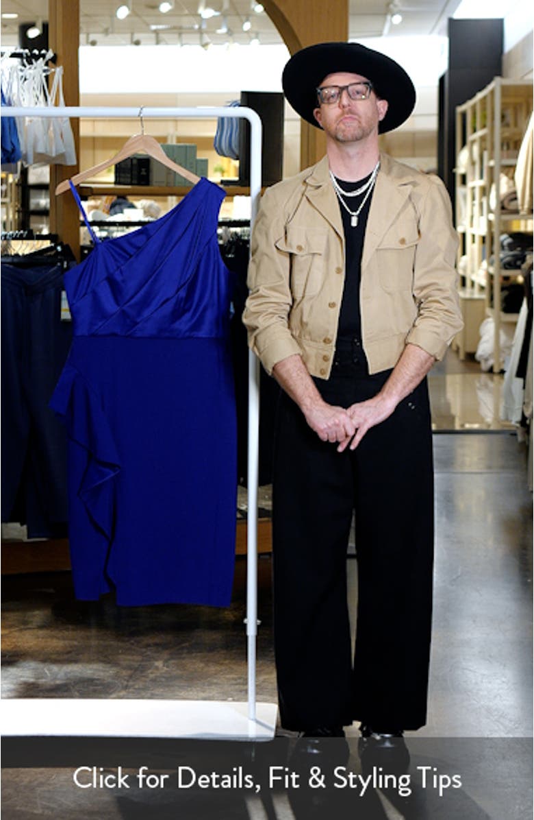 One-Shoulder Satin Cocktail Midi Dress, sales video thumbnail