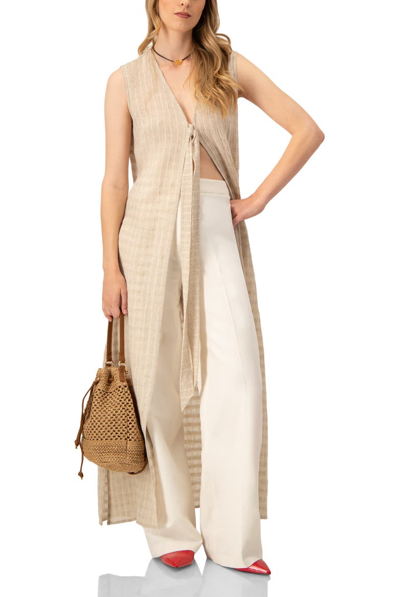 Linen Straight-Leg Pants, Alternate, color, Ivory