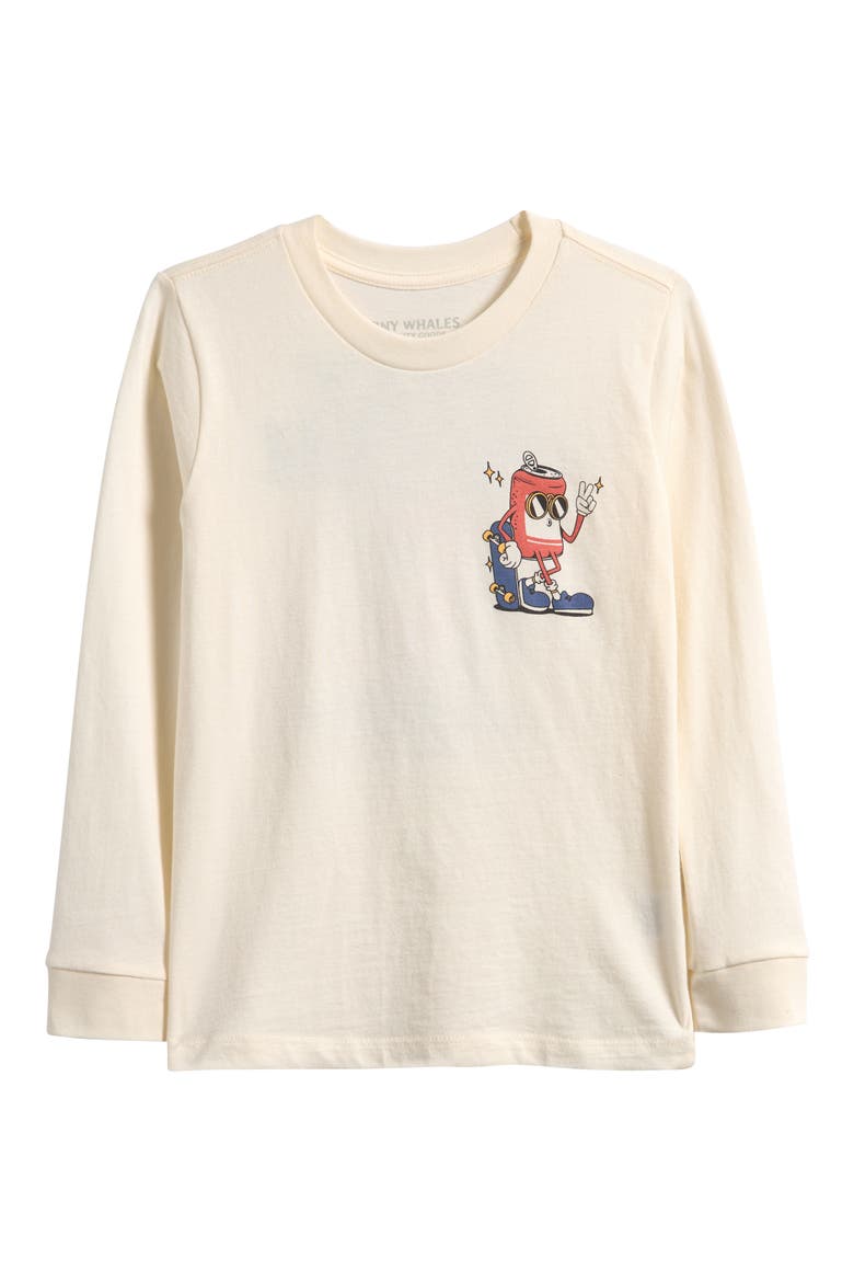 Kids' Long Sleeve Cotton Graphic T-Shirt, Main, color, NATURAL