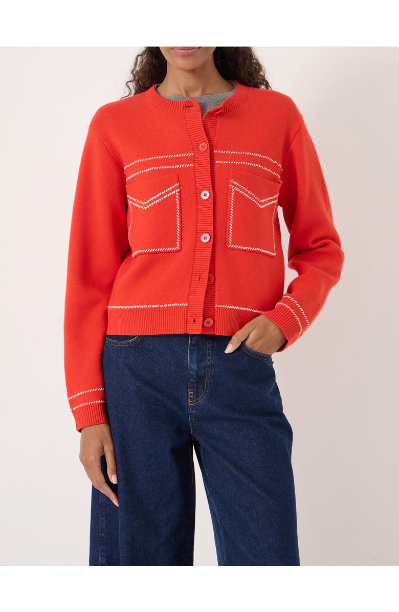 Hush Wool-Blend Stitch Detail Cardigan, Alternate, color, Bright Red